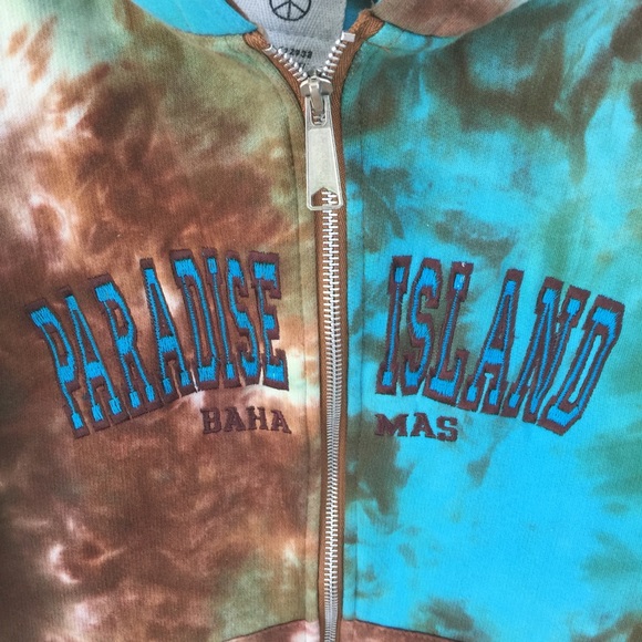Paradise Island Zippered Hoodie Tie Dye Medium - Picture 2 of 7